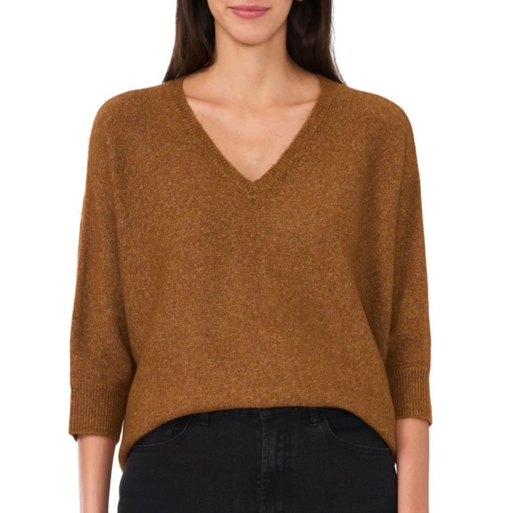 Halogen Dolman Sleeve Women's Tan/Camel V-Neck Sweater size medium